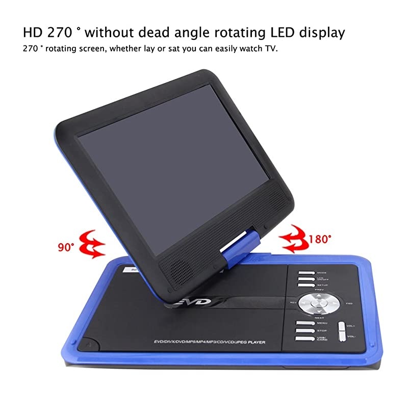 Handheld Portable DVD Player 95 Inch 270 Degree Swivel Screen Support Analog Tv Vcdcdmp3mp4usb Sd Card Slot Card Reader Gamefm Radio with Game Controller and Remote Controller Black
