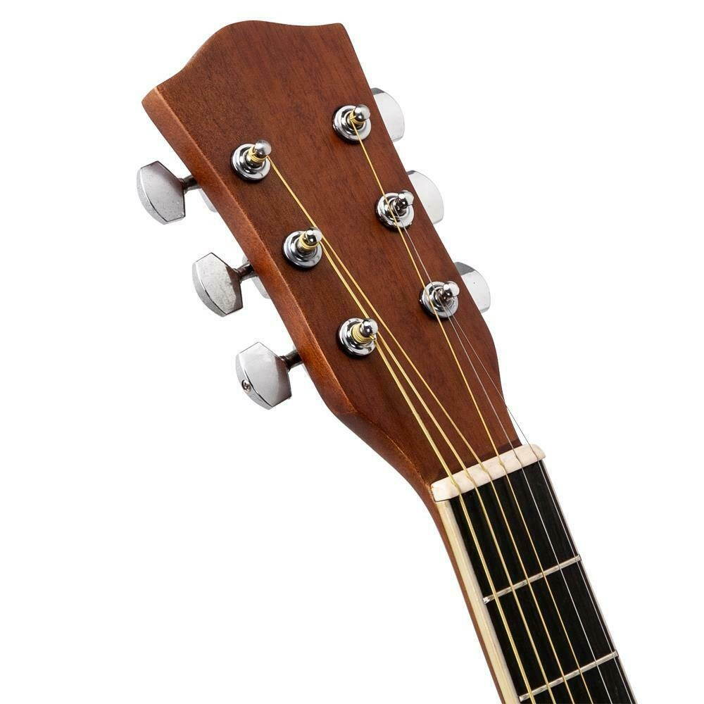 40" Practice Basswood Folk Cutaway Acoustic Guitar BurlywoodBag Tool