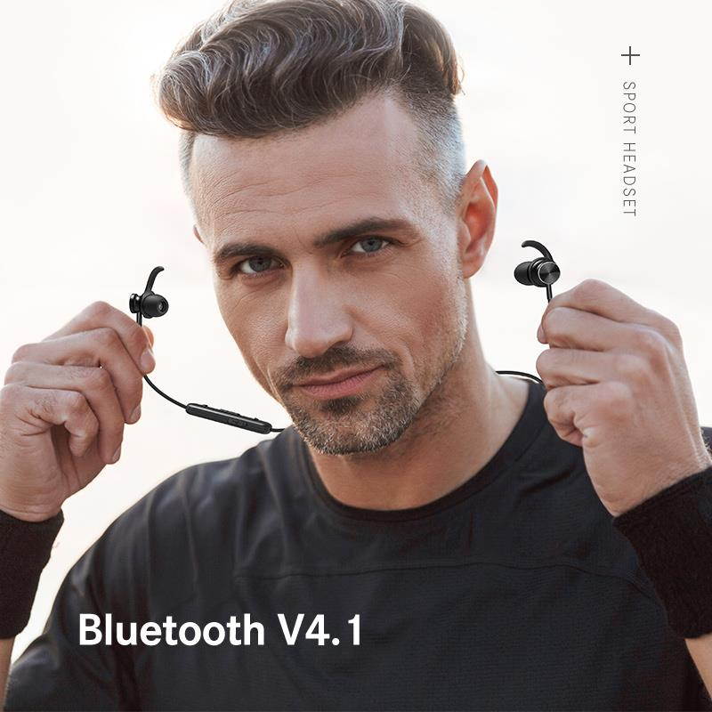FineBlue Mate 10 magnetic wireless bluetooth headset neckband sport headphone stereo bass earphone for iphone XR HUAWEI P20 UM (Black)