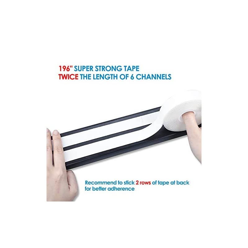 94 J Channel Cable Raceway Desk Cord Organizer Computer Cable Management Under Desk with 196 Mounting Tape 6 Count Desk Cable Tray for Office Home 6X 157 Each Medium Black