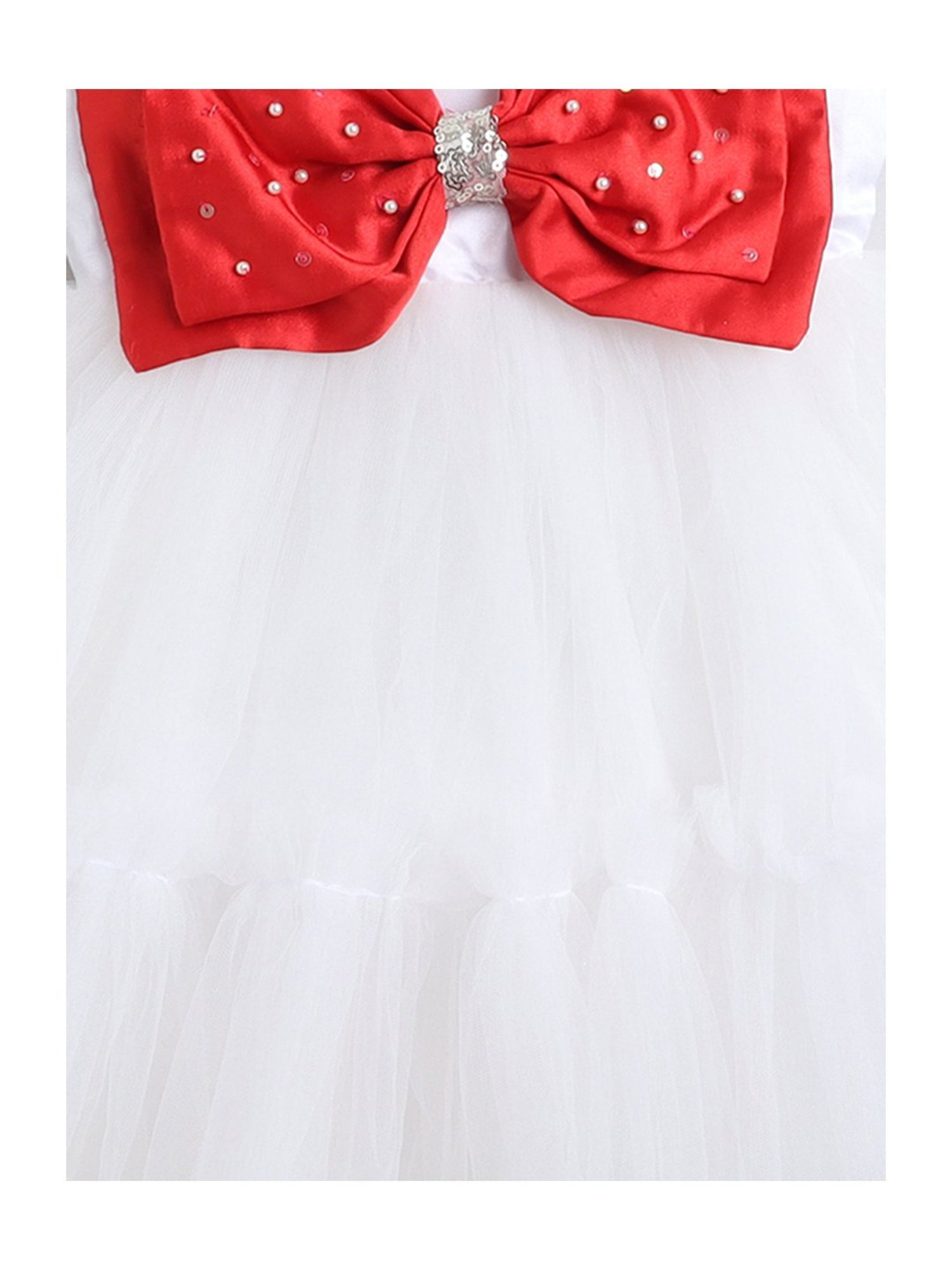 Many Frocks Kids White Solid Dress