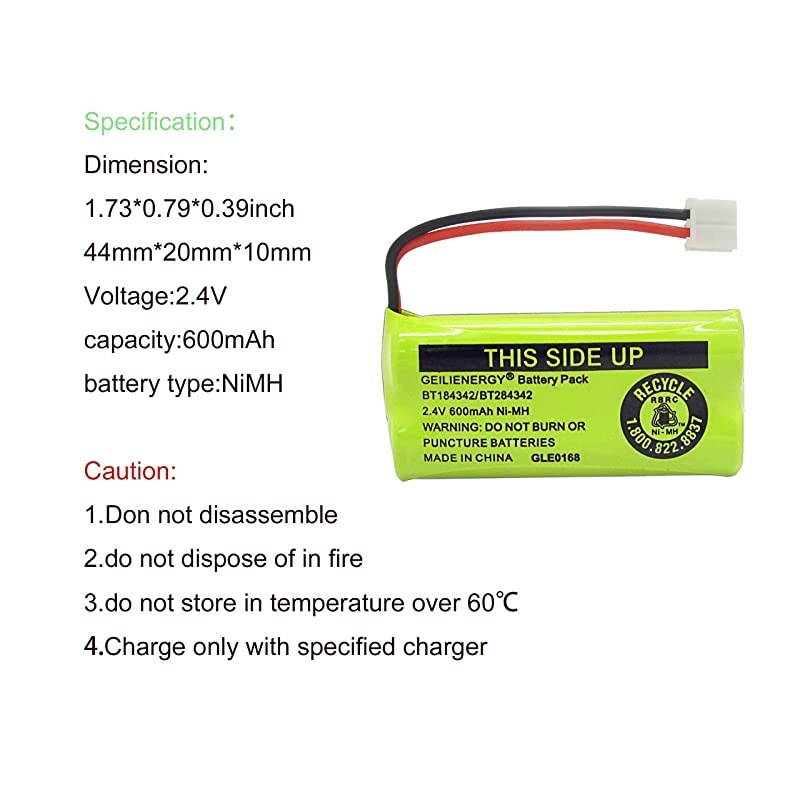 2.4V Rechargeable Batteries Compatible with AT&T/Lucent BT18433 BT184342 BT-18433 BT-184342 BT-28433 BT-284342 BT-1011 BT-6010 BT-8000 BT-8001 BT-8300 Empire CPH-515D CPH515D(Pack of 4)