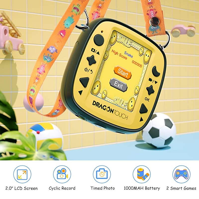 Kidicam 2.0 Kids Action Camera, Waterproof Digital Camera for Boys Girls 1080P Sports Camera Camcorder with 16GB Memory Card (Yellow)