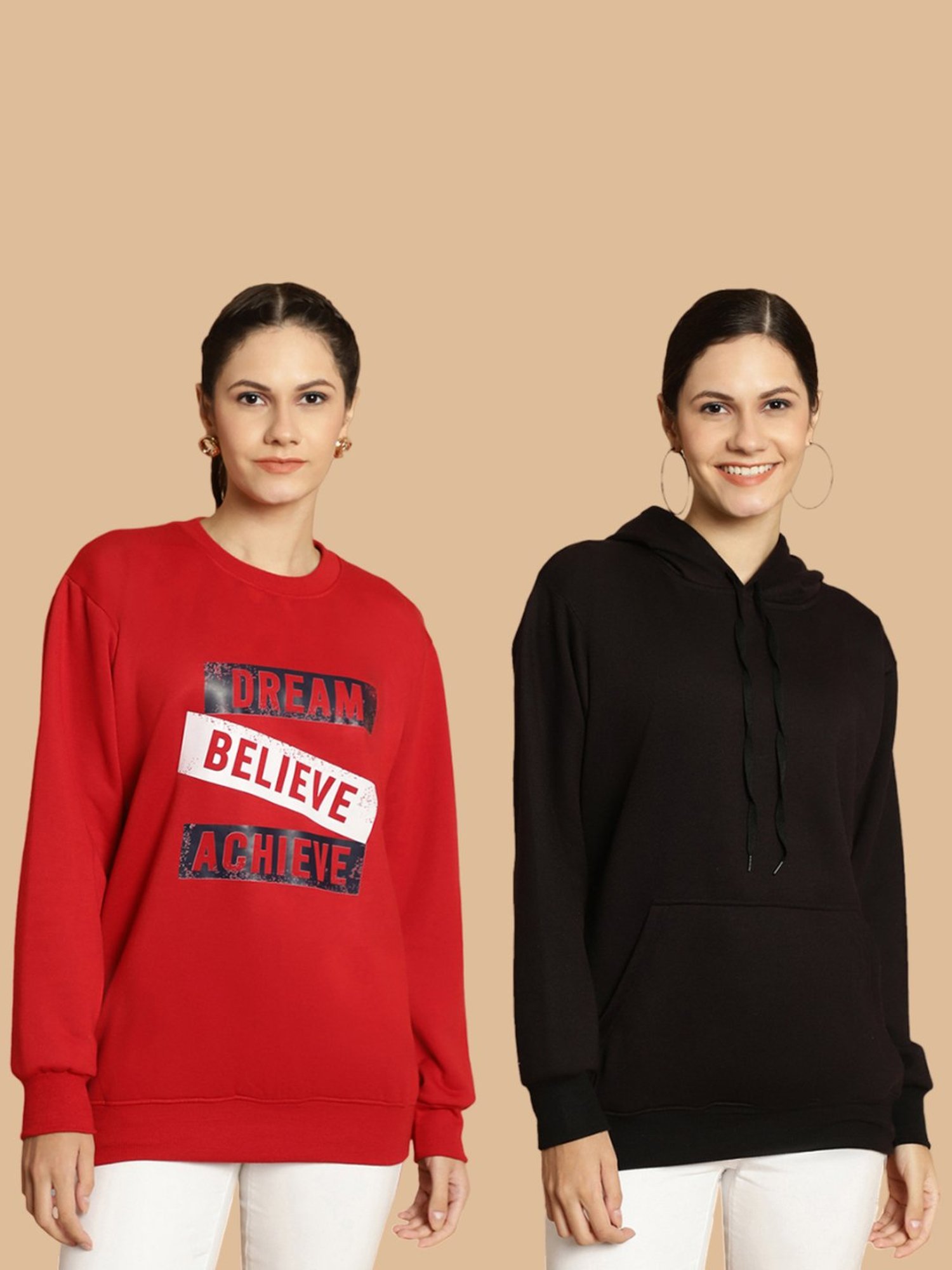 Vimal Jonney Maroon & Black Printed Sweatshirt - Pack Of 2