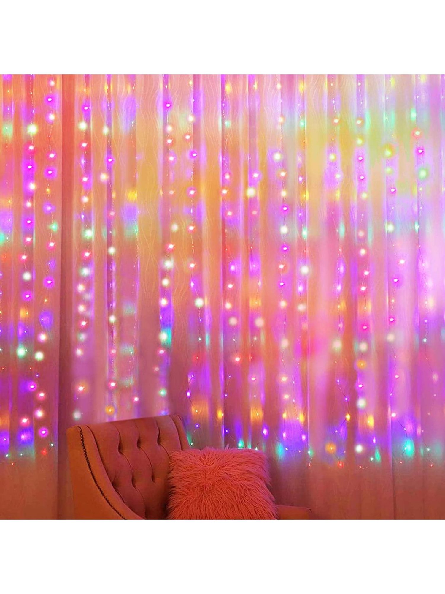 XERGY Window Curtain 300 LED 8 Lighting Modes Fairy Lights with Remote Control (Multicolor)