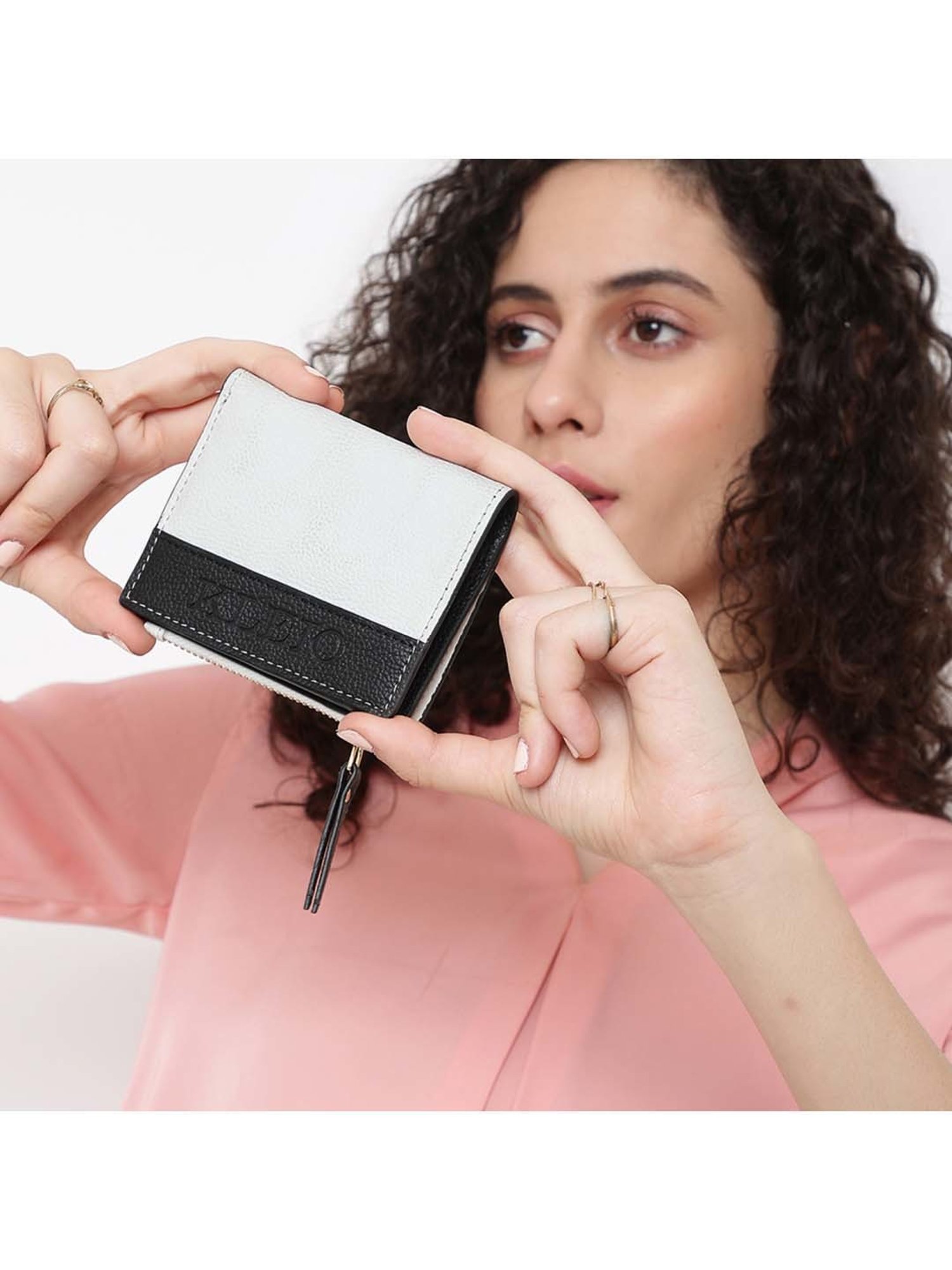 KLEIO White Solid Bi-Fold Wallet for Women