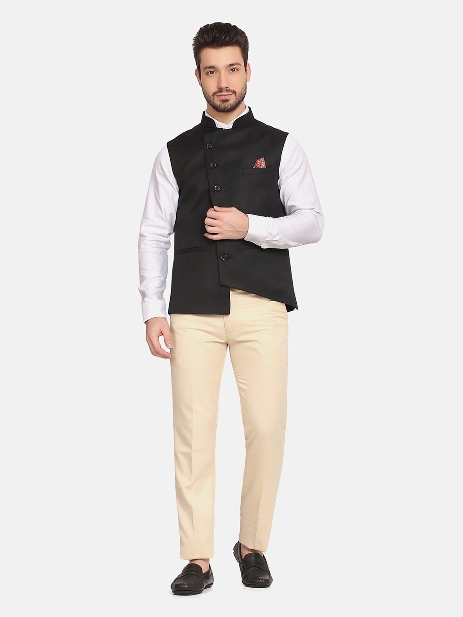 TAHVO Black  Regular Fit Nehru Jacket