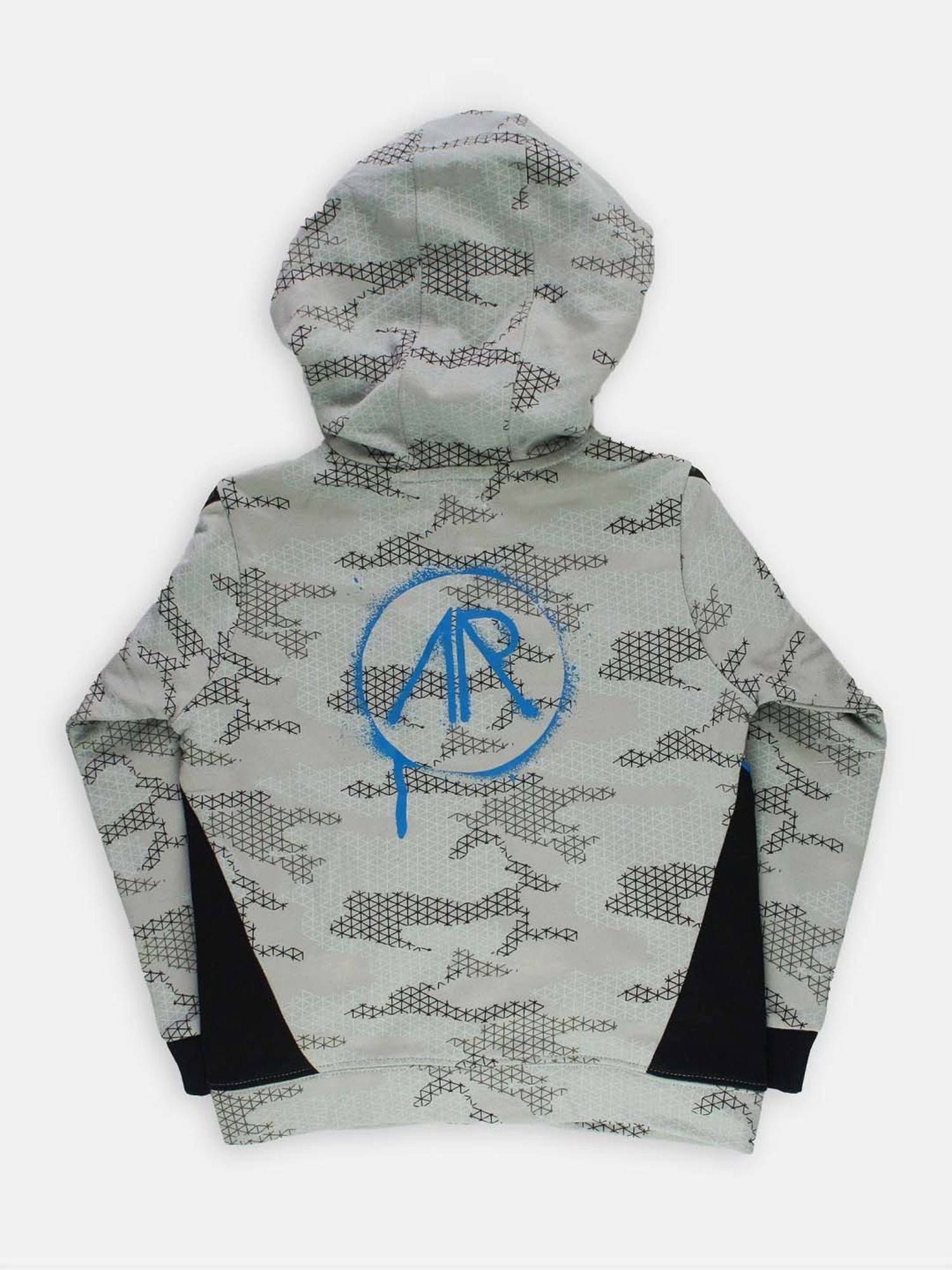 Angel & Rocket Kids Grey & Black Cotton Printed Full Sleeves Hoodie