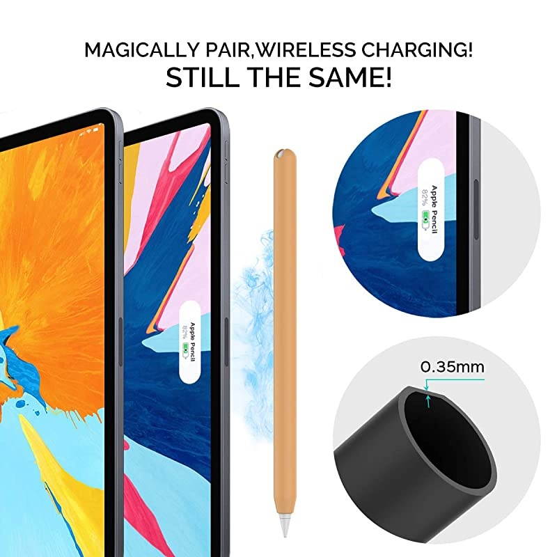 Ultra Thin Case Silicone Skin Cover Compatible with Apple Pencil 2nd Generation iPad Pro 11 129 inch2 Pack Black amp Orange