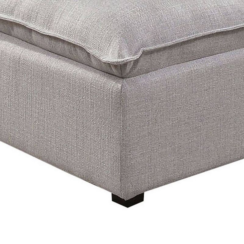 Fabric Upholstered Ottoman with Pillow Top Seat and Welt Trim Gray - Benzara