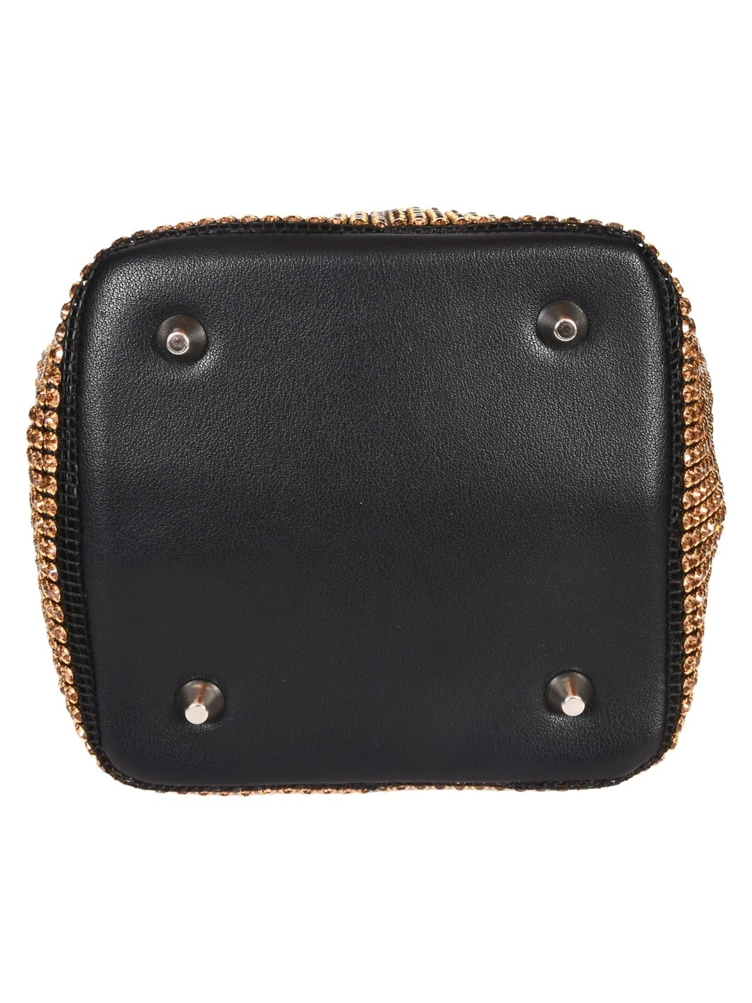 SASSORA RIM Gold Leather Embellished Medium Handbag