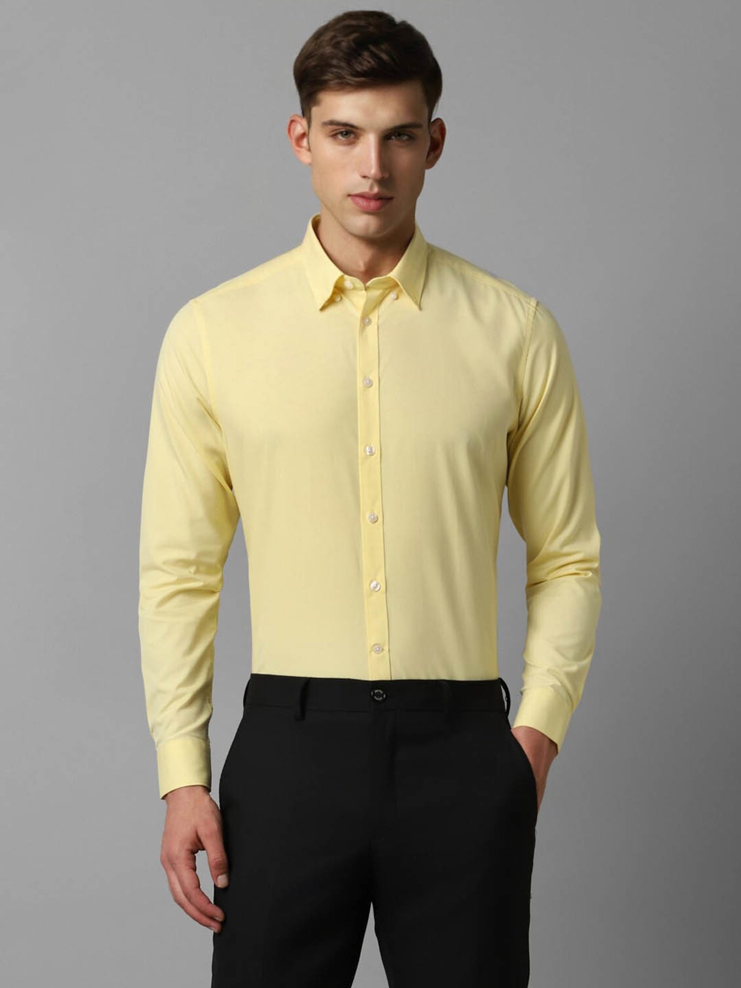 Louis Philippe Sport Yellow Cotton Slim Fit Shirt