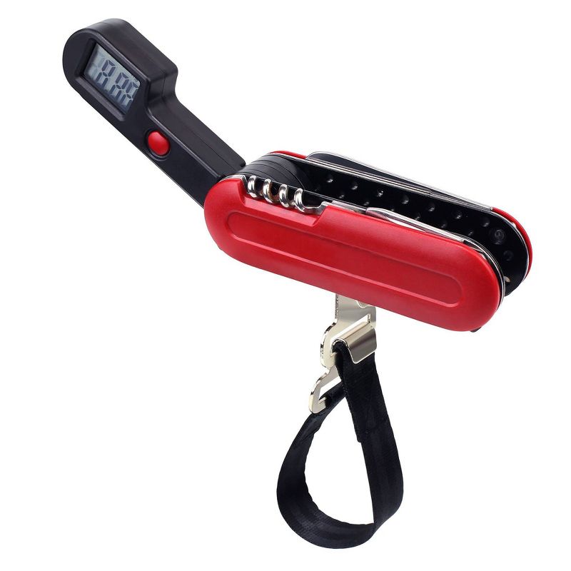 INNOKA 9-in-1 Portable Multi-Tool - Digital Scale/Corkscrew/Knife/Opener/Tweezers/SIM Card Ejector Pin/Screwdriver, Red