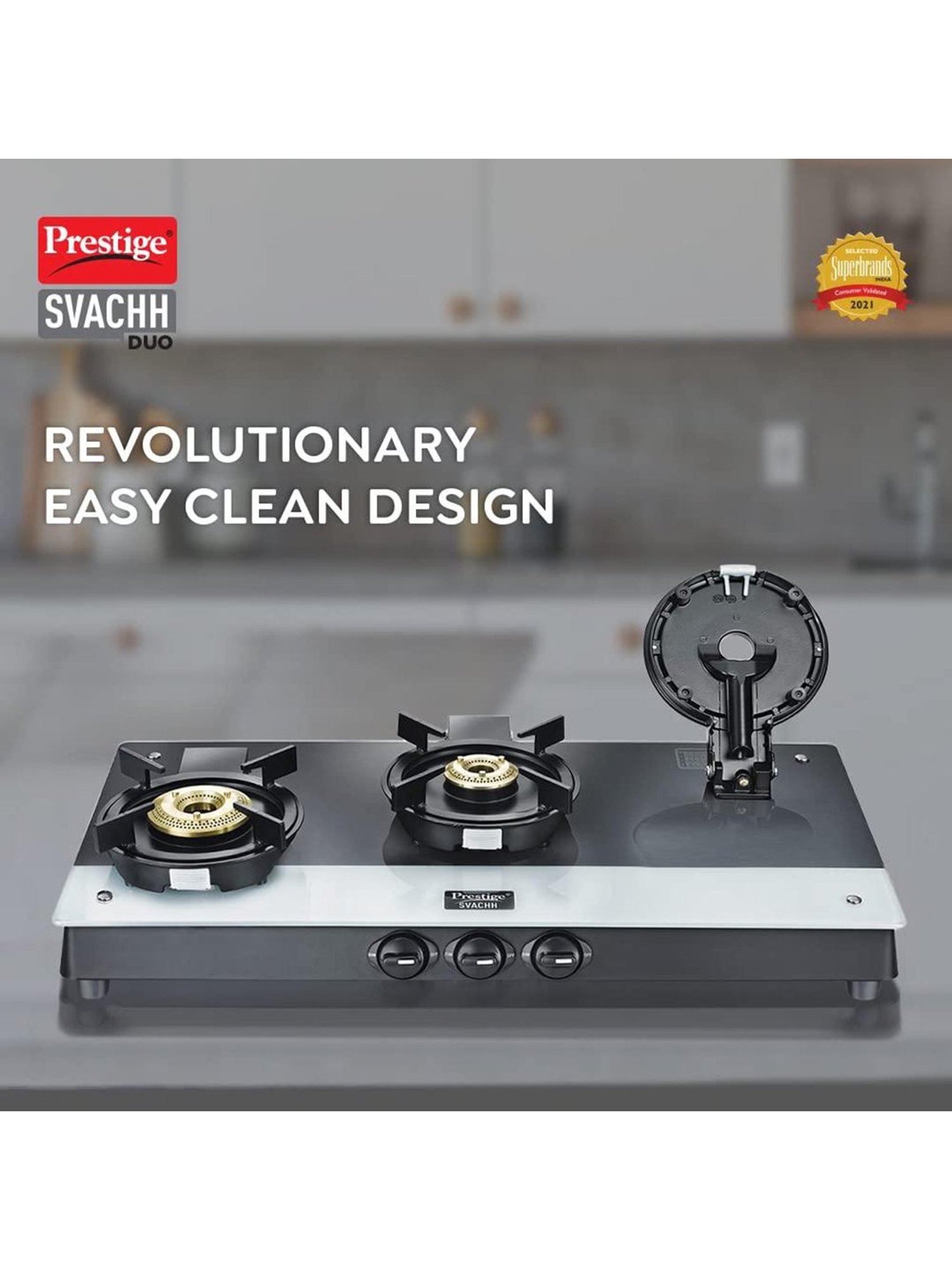 Pigeon Blackline Smart Black Glass Manual Gas Stove (2 Burners)