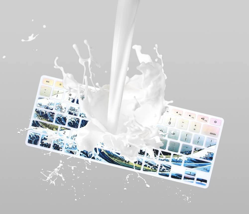 HRH Silicone Keyboard Cover Skin for MacBook Air 13,MacBook Pro 13/15/17 (with or w/Out Retina Display, 2015 or Older Version)&Older iMac USA Layout,Sea Waves