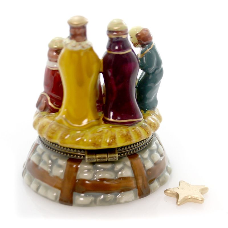 Hinged Trinket Box 3.25" Nativity Jesus Birth Christmas Star Religious  -  Decorative Figurines