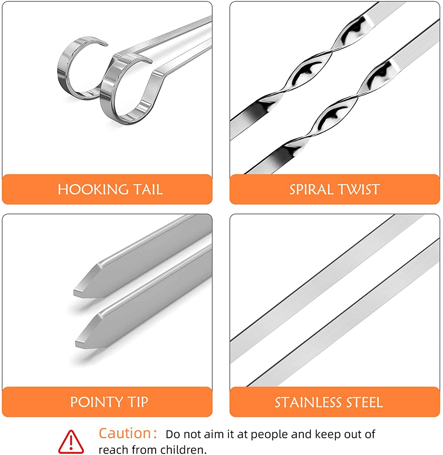 VIBOLA Barbecue Skewers for Grilling,Barbecue,Kabob,Marshmallows,Fruit,Appetiser,Cocktail,Chocolate Fountain,Vegetable,Kitchen,Camping and Party. 17" (16-Pack)