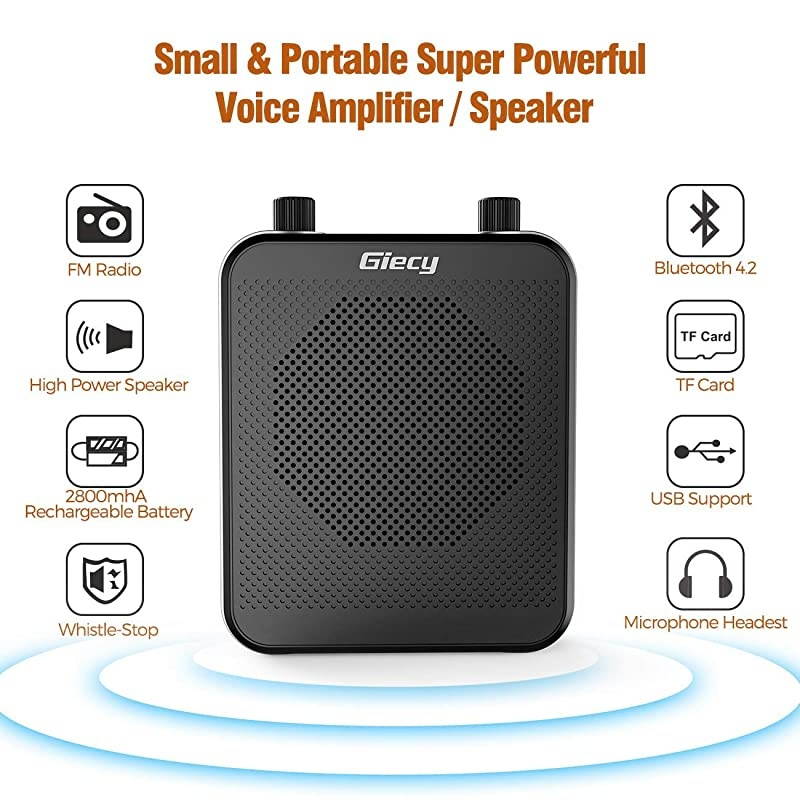 Portable 30W Voice Amplifiers 2800mAh Large Capacity Rechargeable Battery Bluetooth PA Sytem for Classroom, Meetings and Outdoors