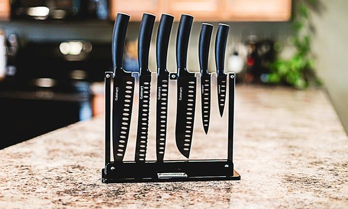 Cuisinart C77NS-7P 7-Piece Nonstick Cutlery Knife Set with Acrylic Stand, Black