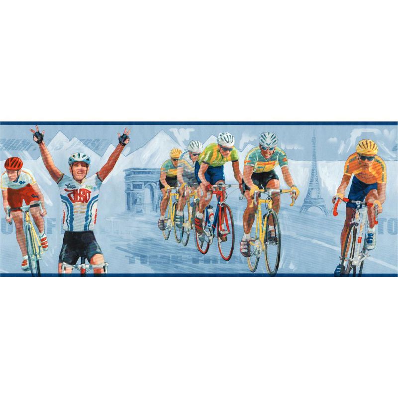 Bicycling Bikes Prepasted Wallpaper Accent Border Roll - York Wallcoverings..
