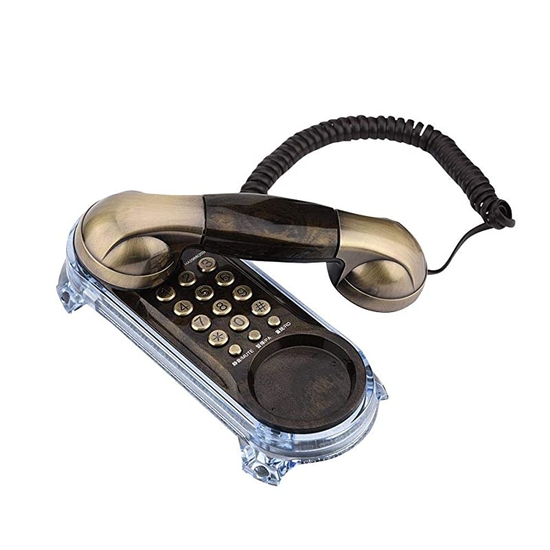Retro Corded Telephone Fashionable Corded Phone Vintage Telephone Landline Telephone with Bottom Blue Backlight Incoming-Call Flashlight for Home Hotel(Red Copper)