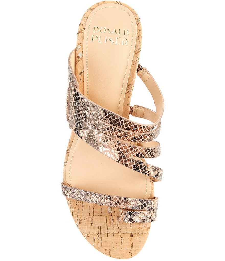 Donald Pliner Kalise Snake Print Leather Toe Ring Slide Dress Sandals