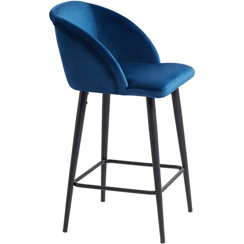 Nigel Blue Velvet Luxe Barstool by 55 Downing Street