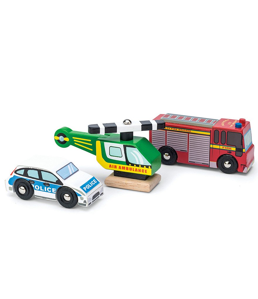 Le Toy Van Trains, Cars & Construction Emergency Vehicles Set
