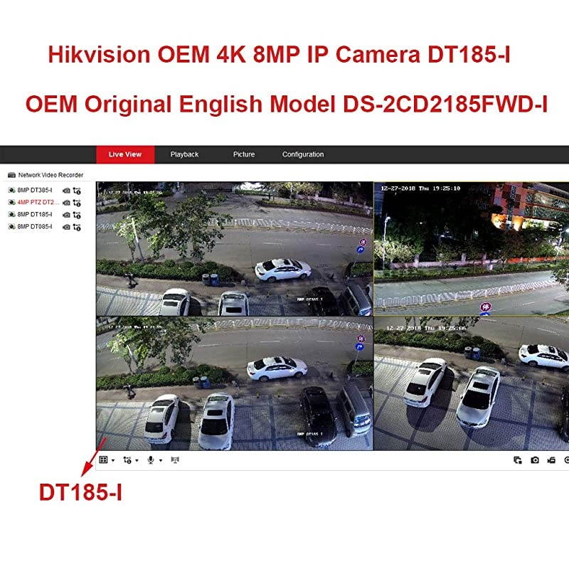 4K UltraHD Outdoor Security POE IP Camera DT185-I, 2.8mm Lens, 98ft Night Vision Dome Camera, Smart H.265+, SD Card Slot, WDR DNR, IP67 IK10