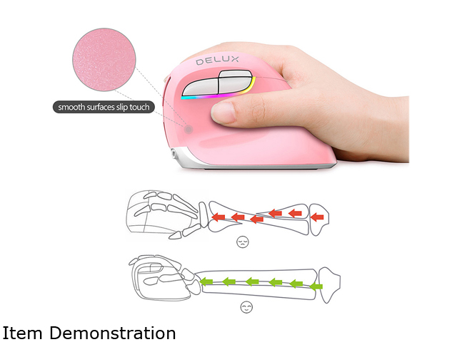 DELUX Wireless Small Vertical Mouse, Type-C Rechargeable Dual Mode Silent Ergonomic Mice with Bluetooth 4.0 and USB Nano Receiver, 4 Adjustable DPI and 6 Buttons (M618mini-White)