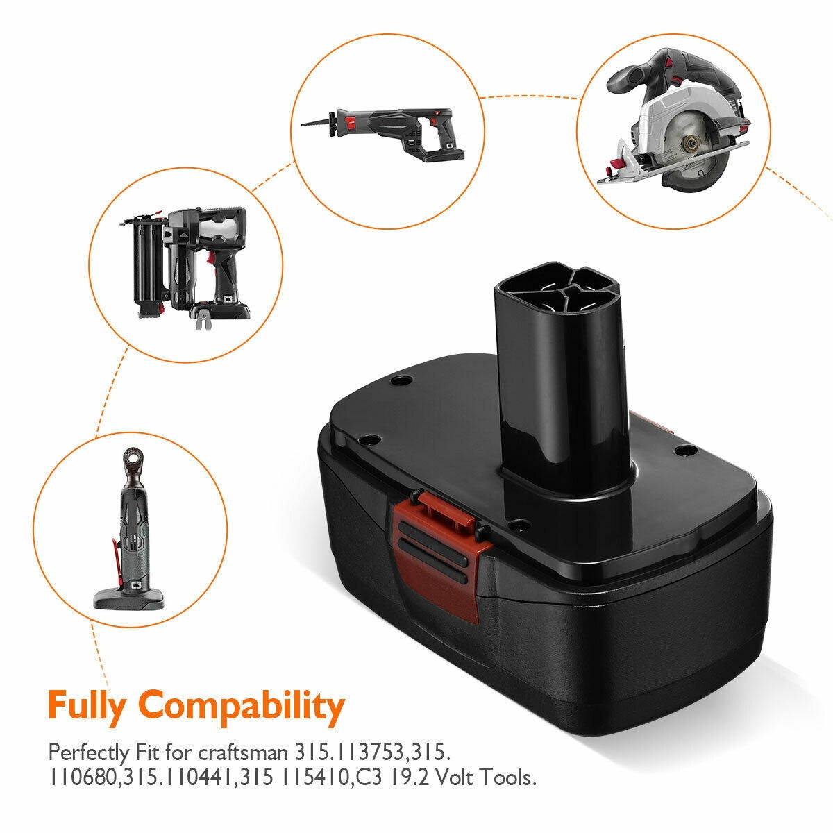 2X 19.2V 3700mAh NiMH Battery For Craftsman 19.2 Volt C3 11376 11375 130279005