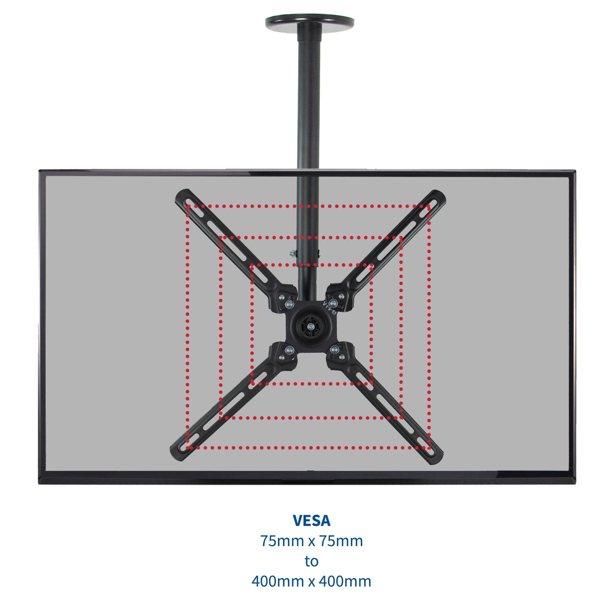 VIVO Manual Flat Ceiling TV Mount with Soundbar Bracket | Fits 23" to 55" Screens up to 400x400 VESA (MOUNT-KIT-VCSB2)