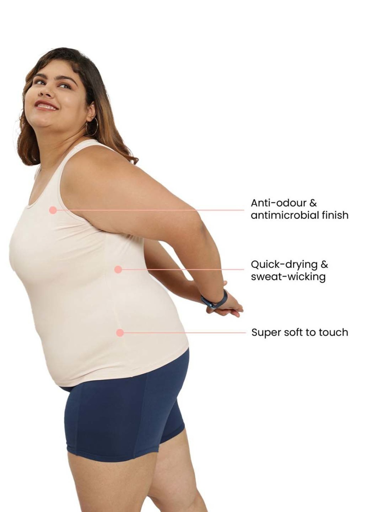 BlissClub Off-White Regular Fit Sports Tank Top