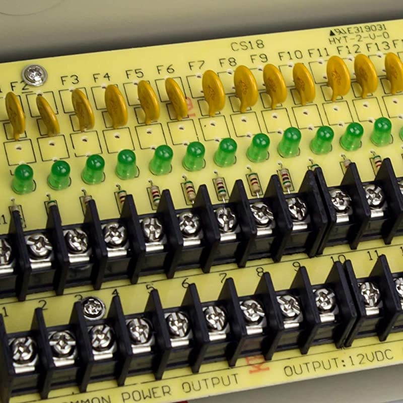 CCTV Power Supply 18CH Channel Port Box  Distributed Power Supply Output 12V DC for CCTV DVR Security System and Cameras UL Listed 10A