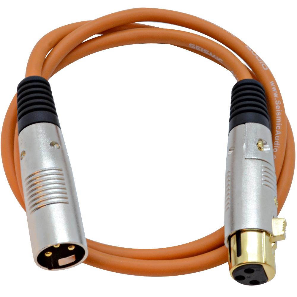Seismic Audio - SAPGX-3Orange - Premium 3 Foot XLR Patch Cable, Orange - 3 Foot Microphone Cable Mic Cord