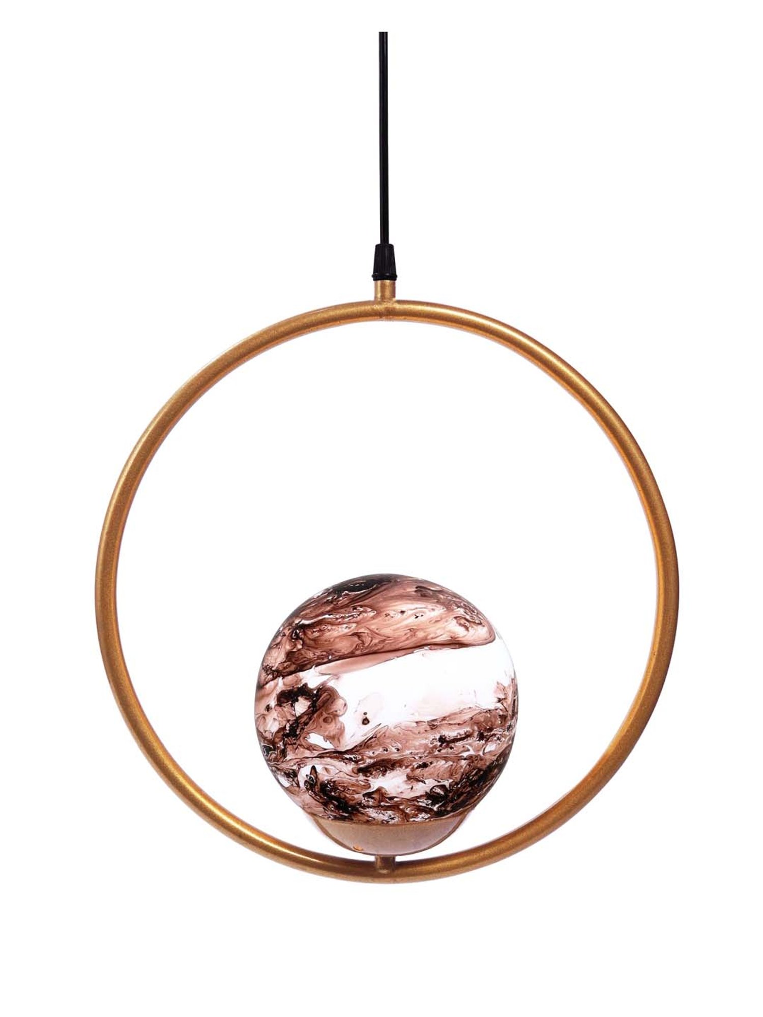 Homesake Exclusive Brown & Golden Metal Round Lampshade with Pendant Indoor Hanging Light - Set of 1