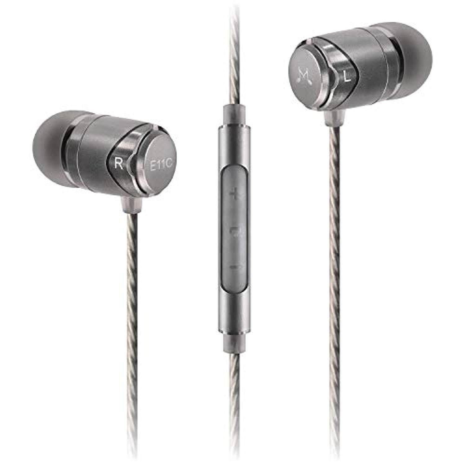 soundmagic e11c sound isolating in-ear headphones with microphone and remote (gunmetal) + extra 10 pieces quality eartips