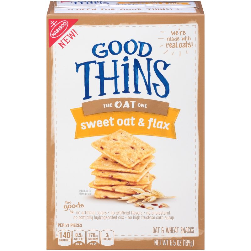 Good Thins: The Oat One - Sweet Oat & Flax Crackers - 5.75oz