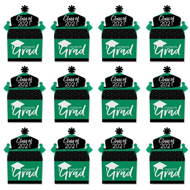 Big Dot of Happiness Green Grad - Best is Yet to Come - Treat Box Party Favors - 2021 Green Graduation Party Goodie Gable Boxes - Set of 12