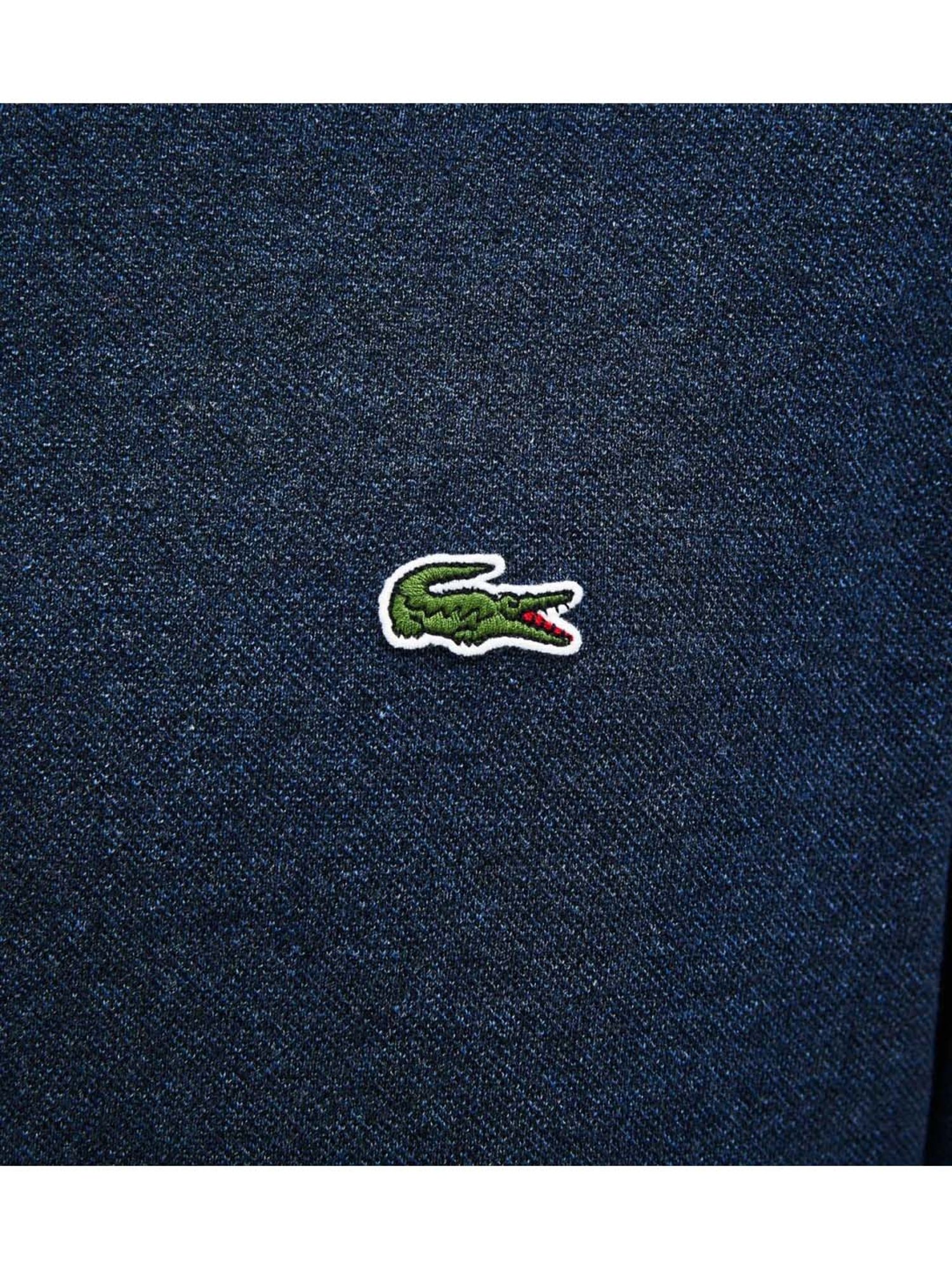 Lacoste Blue Boxy Fit Long Sleeve Polo T-Shirt In Marl Petit Pique