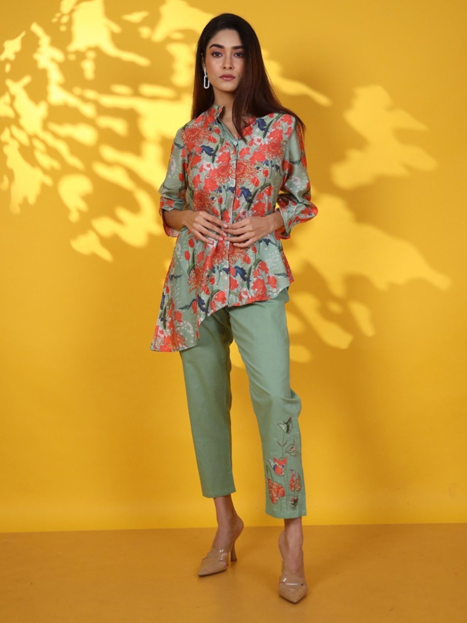 Autumnlane Urfi Green Pine Top with Pant Co-ord Set