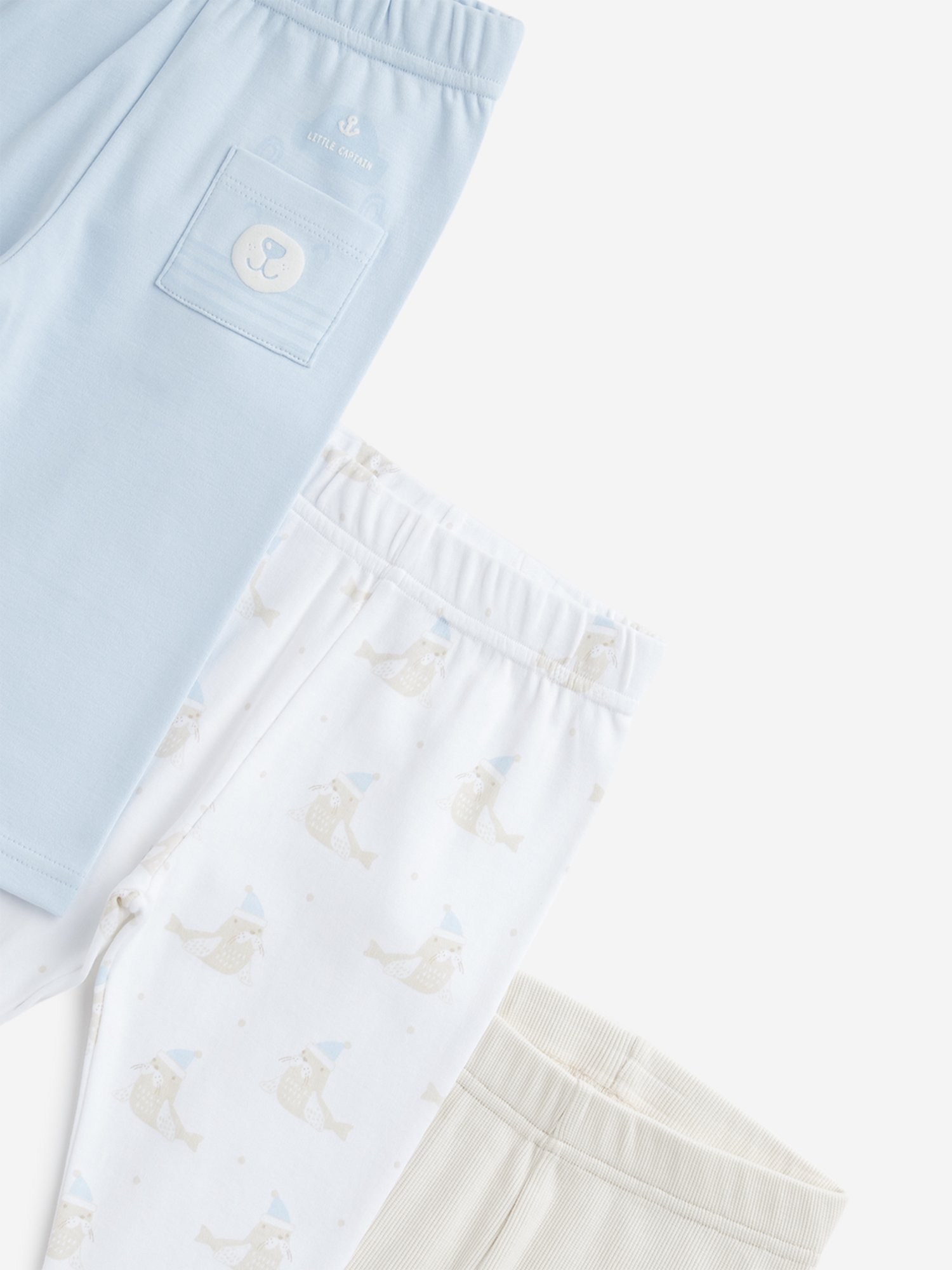 HOP Baby by Westside Light Blue Printed Cotton Pants - Pack of 3