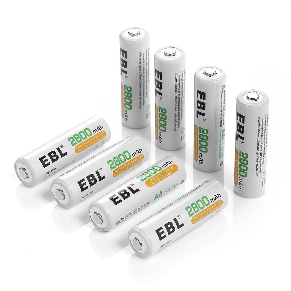 EBL 8 Pcs 2800mAh Ni-MH AA Rechargeable Batteries  and 808U AA AAA Battery Charger with 2 USB Charging Ports