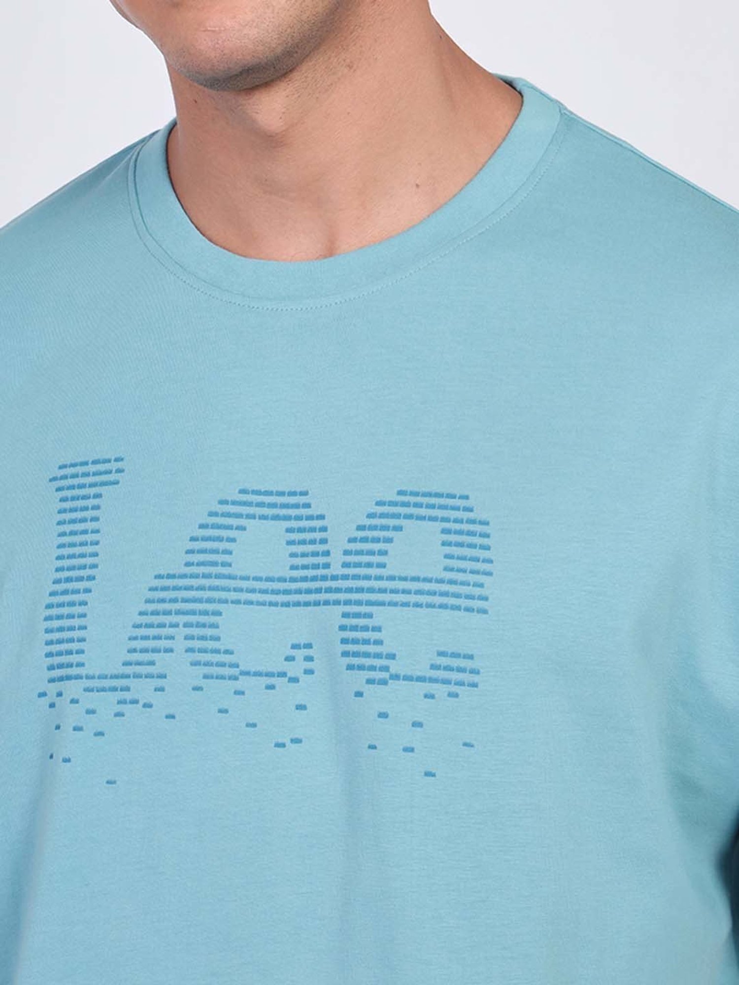 Lee Blue Loose Fit Logo Print Cotton Oversized Crew T-Shirt