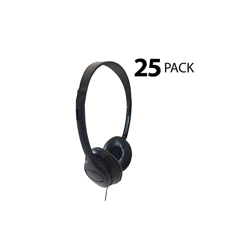 ENC313 Classroom Stereo Bulk Headphones with Leatherette Earpads 25 Pack