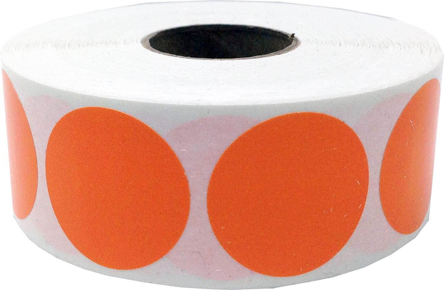 Orange Circle Dot Stickers, 1 Inch Round, 500 Labels on a Roll