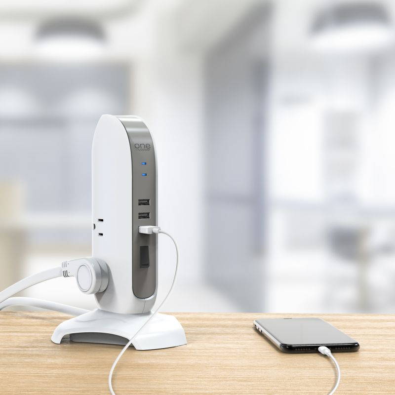 One Power 5 Outlet/3 USB Surge Protection Power Tower