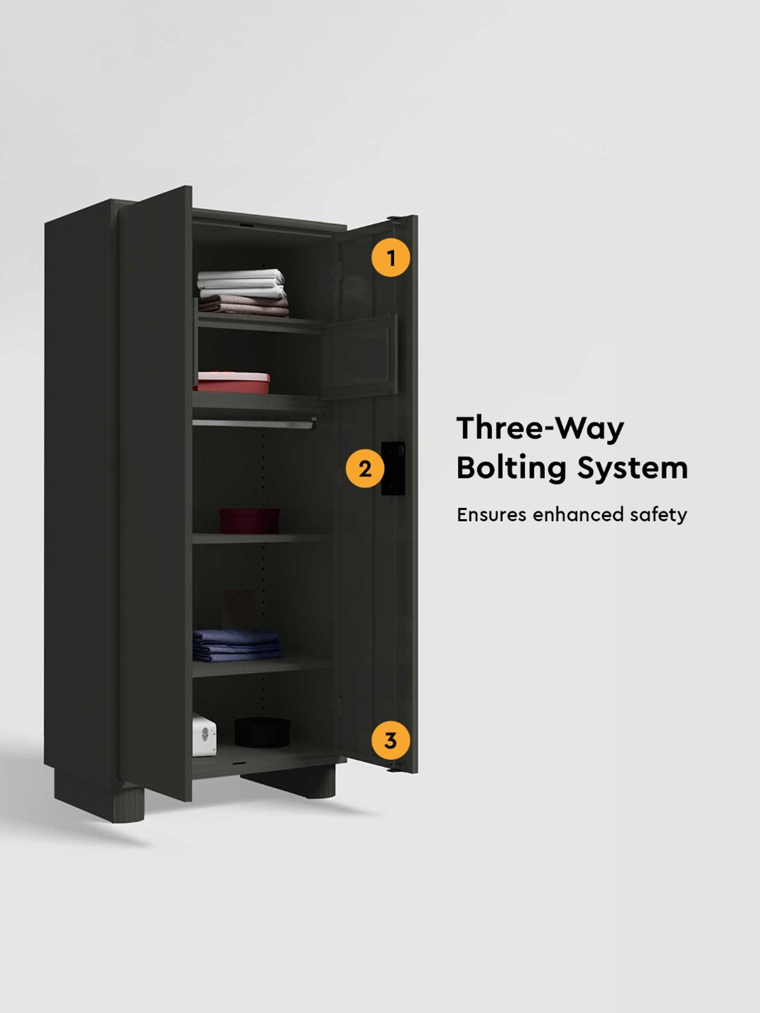 Godrej Interio Storwel  M2 2-Door Steel Almirah, Graphite Grey (1-Year Warranty, 1 Locker)