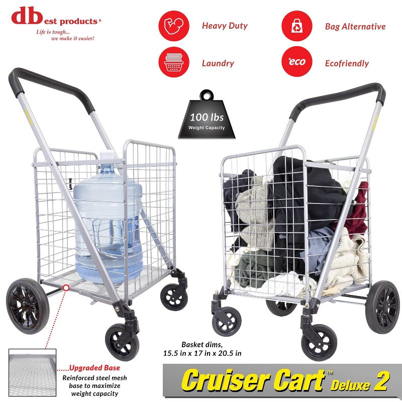 dbest products Cruiser Cart Deluxe Silver