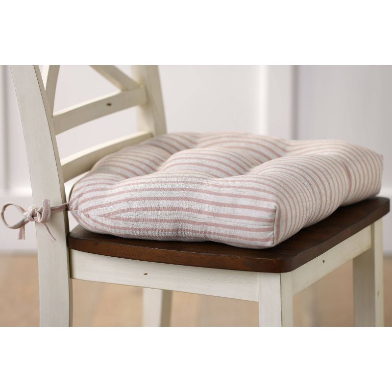 Set of 2 Harlow Stripe Blush Reversible Chair Pad - Pillow Perfect